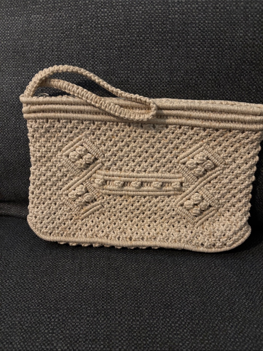 Vintage macrame clutch